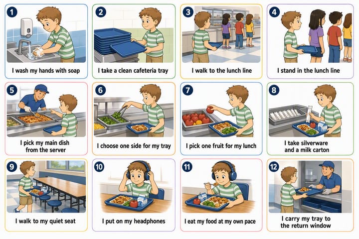 Preview: The cafeteria: tray, line and table