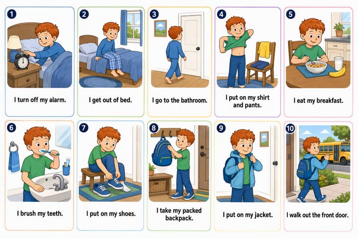 Preview: The school morning routine, in the same order