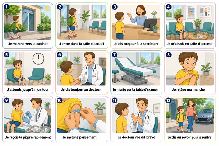 Aperçu du pictogramme La piqûre chez le médecin, pas à pas