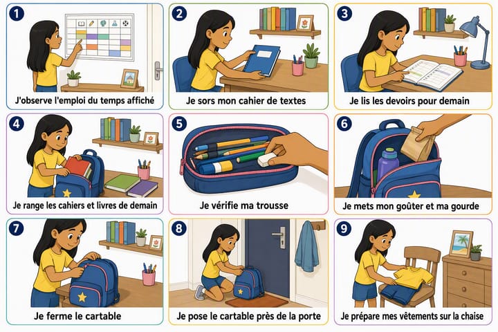 Aperçu de la séquence Préparer son cartable la veille au soir
