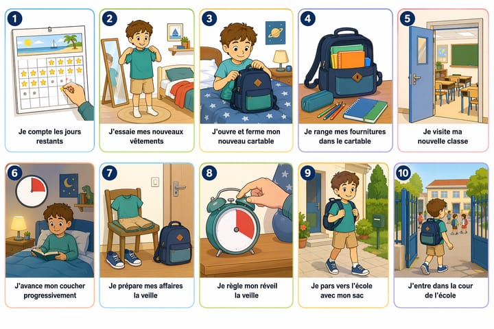 Aperçu du pictogramme La rentrée des classes, étape par étape