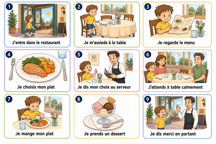 Aperçu de la séquence Au restaurant, je sais quoi faire
